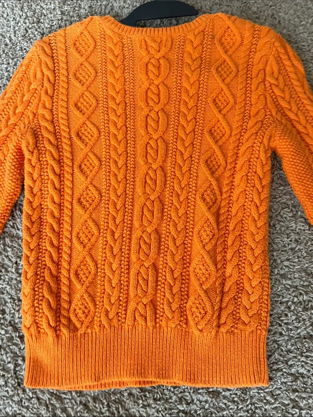 Ralph Lauren Orange Cable-Knit Crewneck Sweater Blue Label size 12/14 Girls